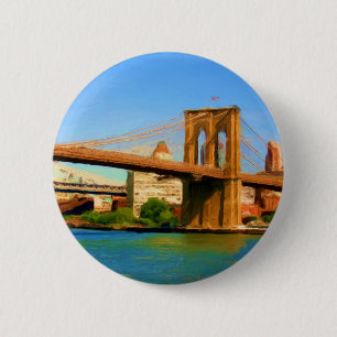 Badge Rond 5 Cm Peinture de pont de Brooklyn
