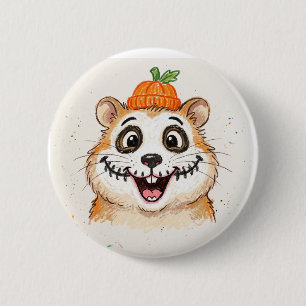 Badge Rond 5 Cm Peinture de visage de squelette mignon Hamster Hal