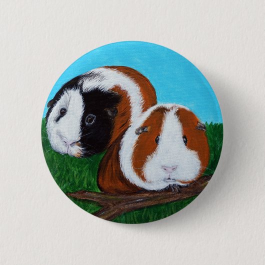 Badge Rond 5 Cm Peinture des cochons de Guinée (Devant)