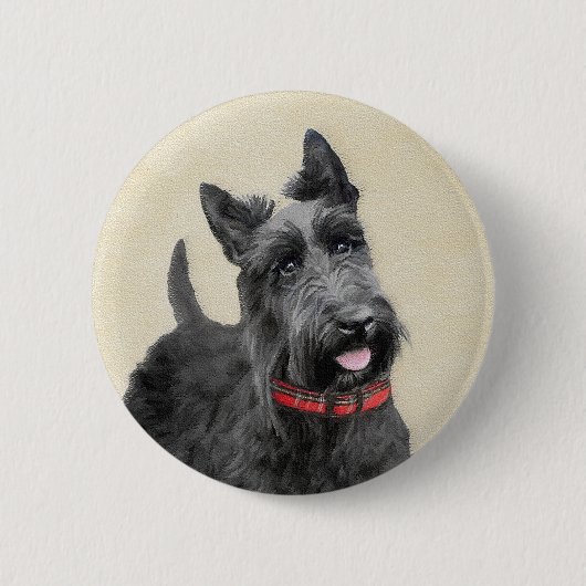 Badge Rond 5 Cm Peinture écossaise Terrier - Cute Original Chien A (Devant)
