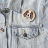 Badge Rond 5 Cm Peinture en Setter rouge et blanc irlandais - Art  (En situation)