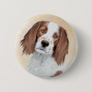 Badge Rond 5 Cm Peinture en Setter rouge et blanc irlandais - Art 