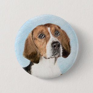 Badge Rond 5 Cm Peinture Foxhound en anglais - Joli art original c