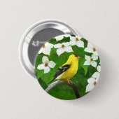 Badge Rond 5 Cm Peinture Goldfinch - Cute Original Chien Art (Devant & derrière)