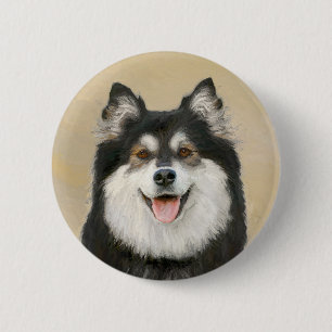 Badge Rond 5 Cm Peinture Lapphund Finlandaise - Joli art original
