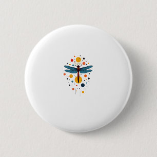 Badge Rond 5 Cm Peinture Libellule Art Animalier Abstrait Graphiqu