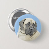 Badge Rond 5 Cm Peinture Mastiff (Fawn) anglaise - Art Chien origi (Devant & derrière)