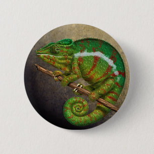 Badge Rond 5 Cm Peinture numérique Panther Chameleon