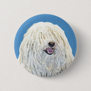 Badge Rond 5 Cm Peinture Puli - Cute Original Chien Art