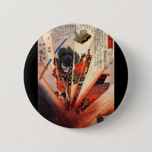 Badge Rond 5 Cm Peinture samouraï, circa 1800's