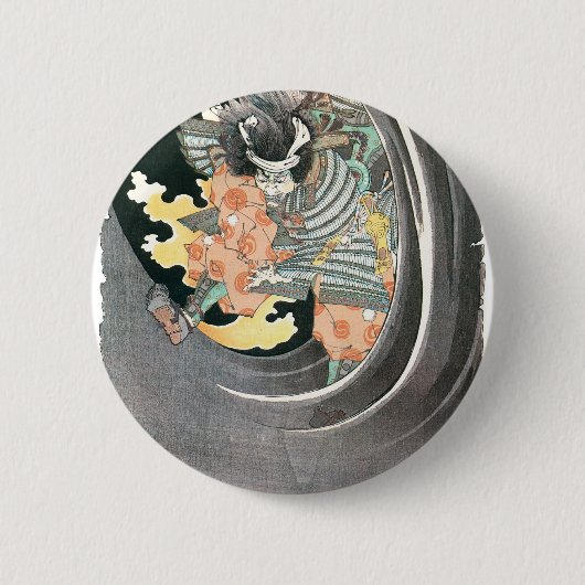 Badge Rond 5 Cm Peinture samouraï japonaise antique (Devant)