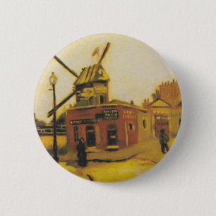 Badge Rond 5 Cm Peinture vintage de Van Gogh Paris Moulin