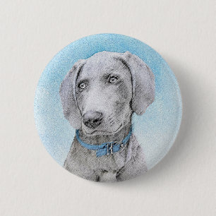 Badge Rond 5 Cm Peinture Weimaraner - Joli art original chien