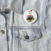Badge Rond 5 Cm Pékinois avec coeurs Saint-Valentin (En situation)