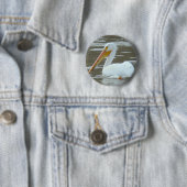 Badge Rond 5 Cm Pélican blanc B15 (En situation)
