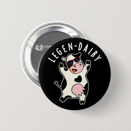 Badge Rond 5 Cm Pelleterie Funny Cow Pun Dark BG (Devant & derrière)