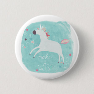 Badge Rond 5 Cm Peloton magique de licorne - faites un souhait