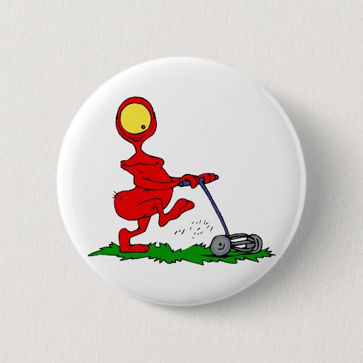 Badge Rond 5 Cm Pelouse de fauchage d'alien (Devant)