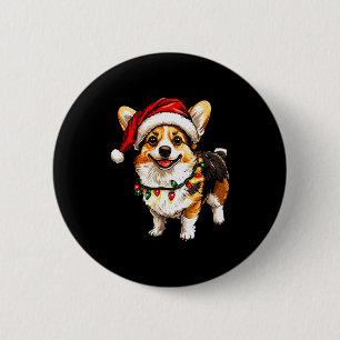 Badge Rond 5 Cm Pembroke Welsh Corgi Santa Noël Arbre de Noël Lumi