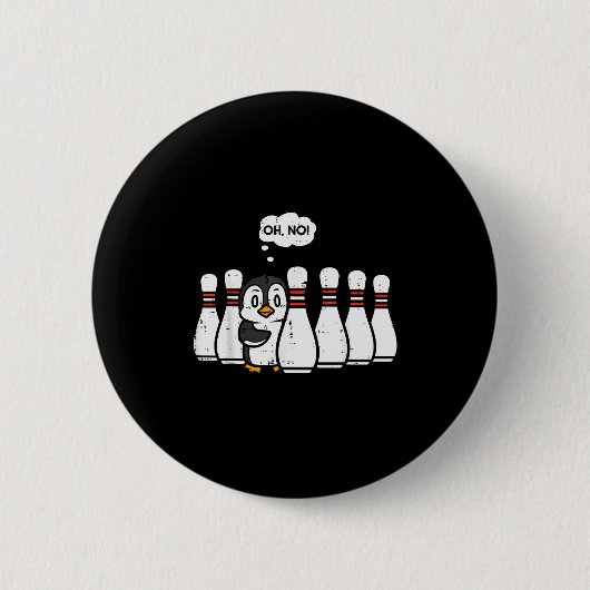 Badge Rond 5 Cm Penguin Bowling Ns Oh No Funny Bowler Player Men W (Devant)