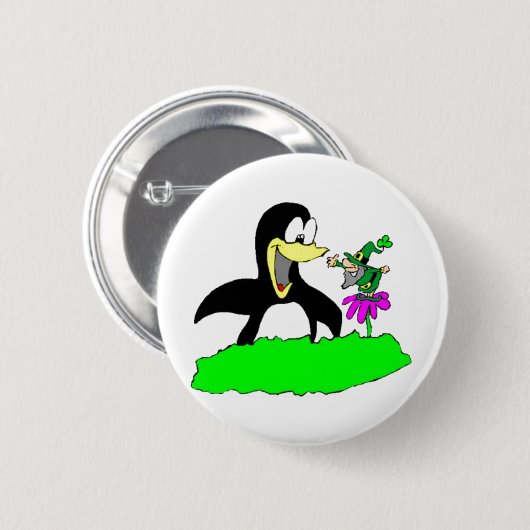 Badge Rond 5 Cm Penguin et Leprechaun (Devant & derrière)