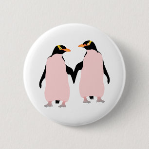 Badge Rond 5 Cm Penguins lesbiens Gay pride tenant les mains