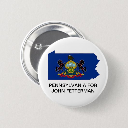 Badge Rond 5 Cm PENNSYLVANIA pour JOHN FETTERMAN SENATE Button (Devant & derrière)