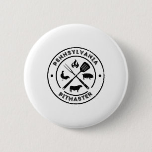 Badge Rond 5 Cm Pennsylvanie Pitmaster Bbq Smoker Grilling Byrbequ