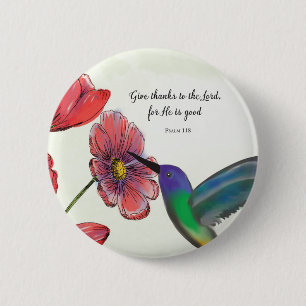 Badge Rond 5 Cm Pensée religieuse de fleurs de vous avec colibri