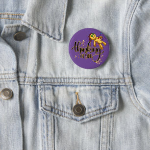Badge Rond 5 Cm Penser à vous drôle Halloween Poupée vaudou