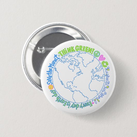 Badge Rond 5 Cm Pensez au monde vert (Devant & derrière)