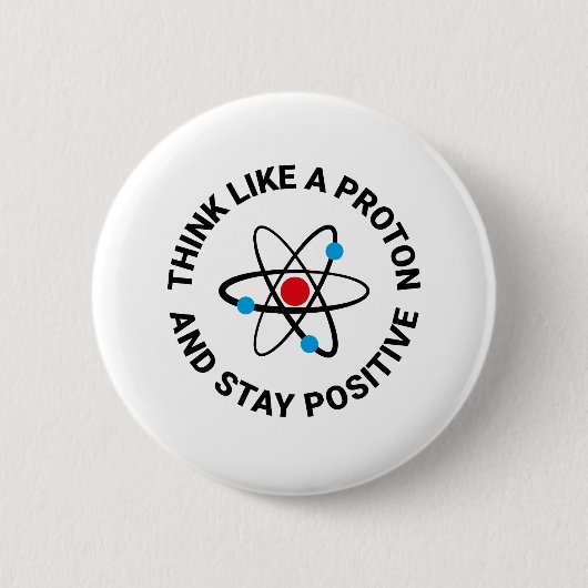 Badge Rond 5 Cm Pensez comme un proton et restez positif (Devant)