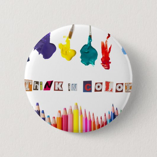 Badge Rond 5 Cm pensez en couleurs (Devant)