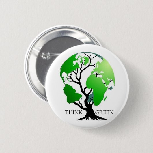 Badge Rond 5 Cm Pensez le vert (Devant & derrière)