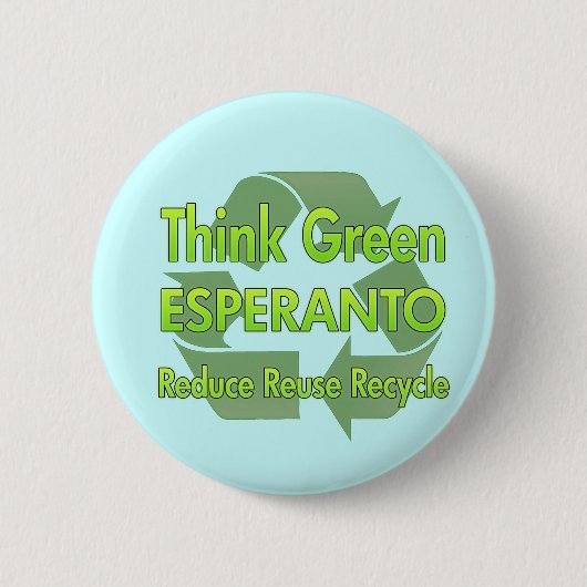 Badge Rond 5 Cm Pensez l'espéranto vert (Devant)