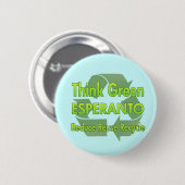 Badge Rond 5 Cm Pensez l'espéranto vert (Devant & derrière)