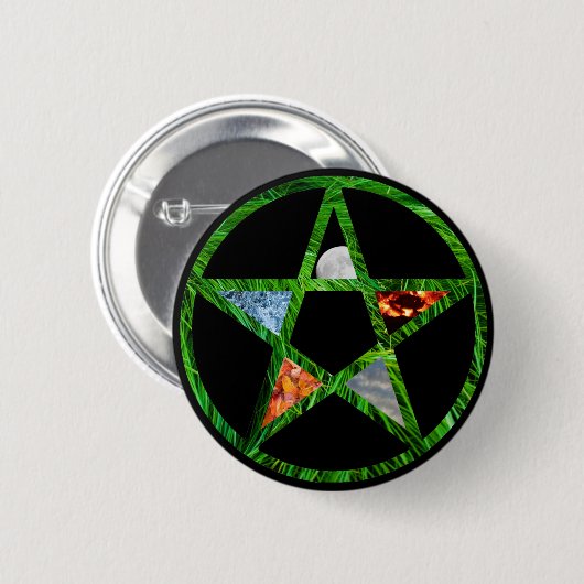 Badge Rond 5 Cm Pentacle avec éléments (Devant & derrière)