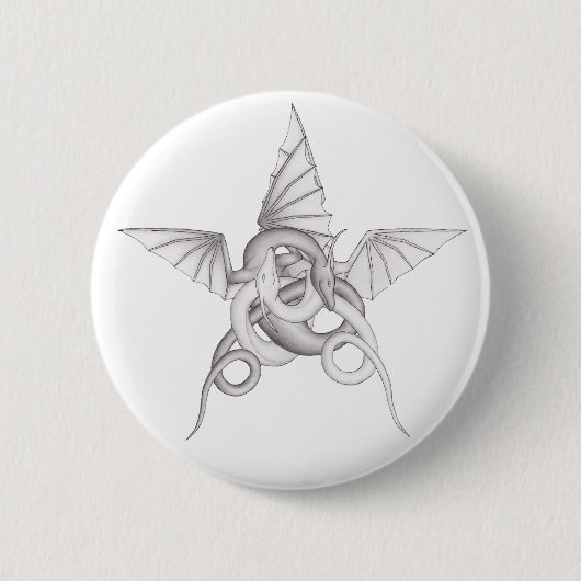 Badge Rond 5 Cm Pentagone étoilé de dragon (Devant)