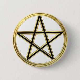 Badge Rond 5 Cm Pentagone étoilé d'or