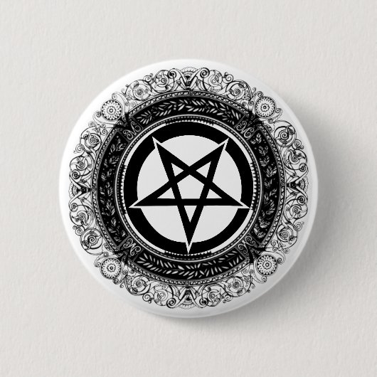 Badge Rond 5 Cm Pentagone étoilé fleuri (Devant)