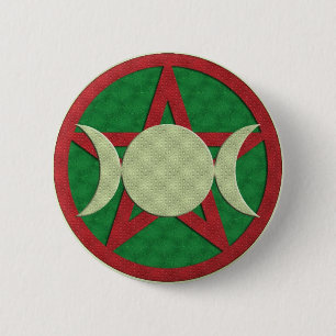 Badge Rond 5 Cm Pentagone étoilé triple de déesse de Noël