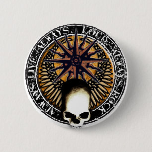 Badge Rond 5 Cm Pentagram jupe and petit pain skull