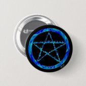 Badge Rond 5 Cm Pentagramme de flamme bleue (Devant & derrière)