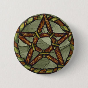 Badge Rond 5 Cm Pentagramme druide païen Art Nature sorcière