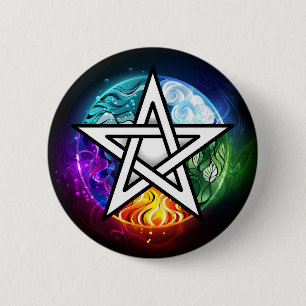 Badge Rond 5 Cm pentagramme du Wiccan