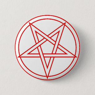 Badge Rond 5 Cm Pentagramme inversé par rouge