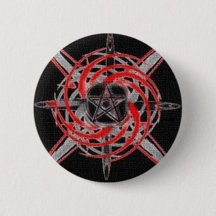 Badge Rond 5 Cm Pentagramme rouge étoile au feu