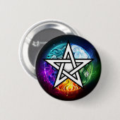 Badge Rond 5 Cm pentagramme wiccan (Devant & derrière)