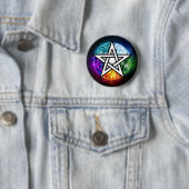 Badge Rond 5 Cm pentagramme wiccan (En situation)