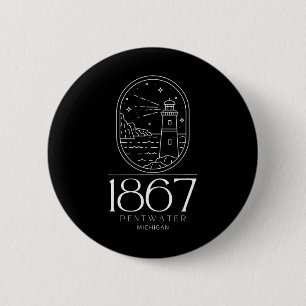 Badge Rond 5 Cm Pentwater Michigan Michigander État Mi Voyage Boa